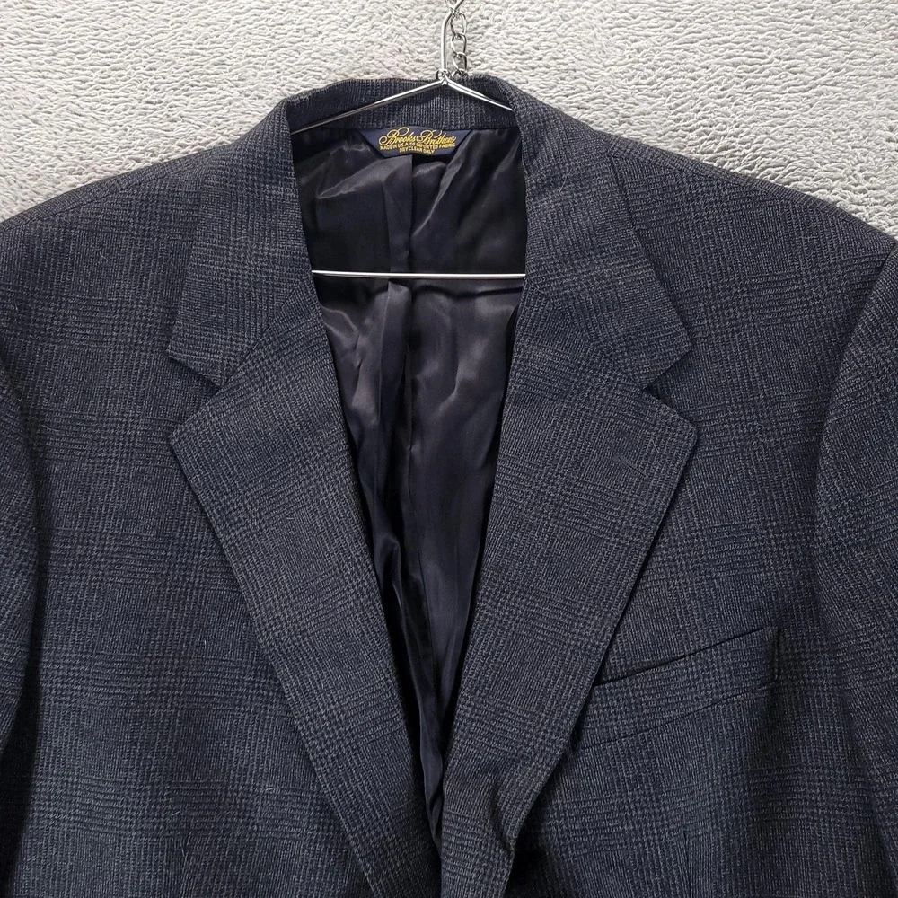 Brooks Brothers Blazer Mens 44 Gray Wool Check Tweed Classic Fit Made In USA